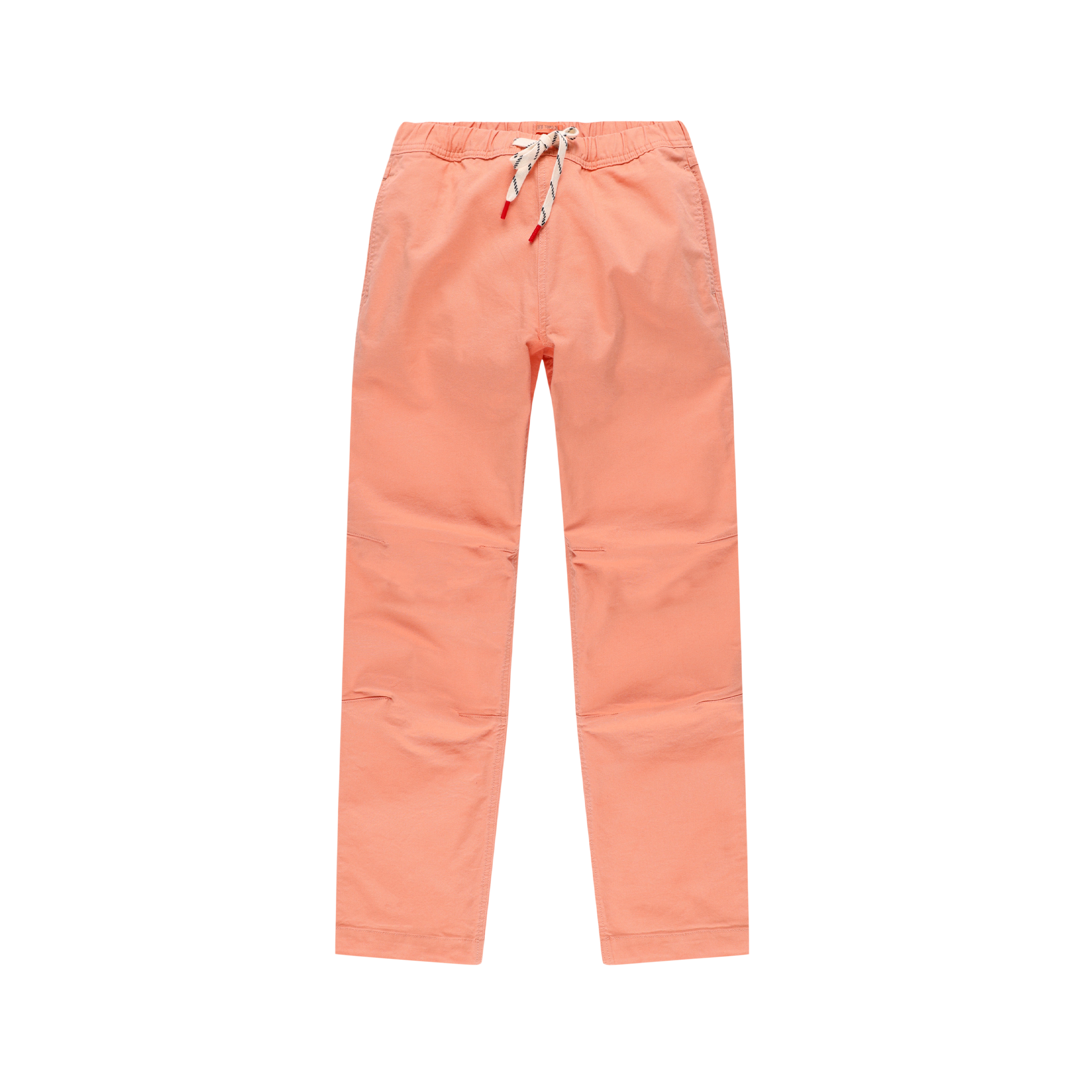 Topo Designs Women's Dirt Pants drawstring cotton stretch in peach pink.