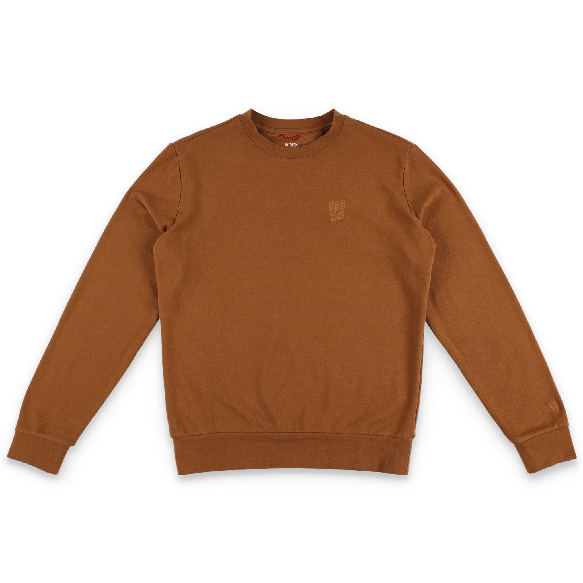 Topo Designs Men's Dirt Crew sweatshirt in 100% organic cotton in "earth" brown