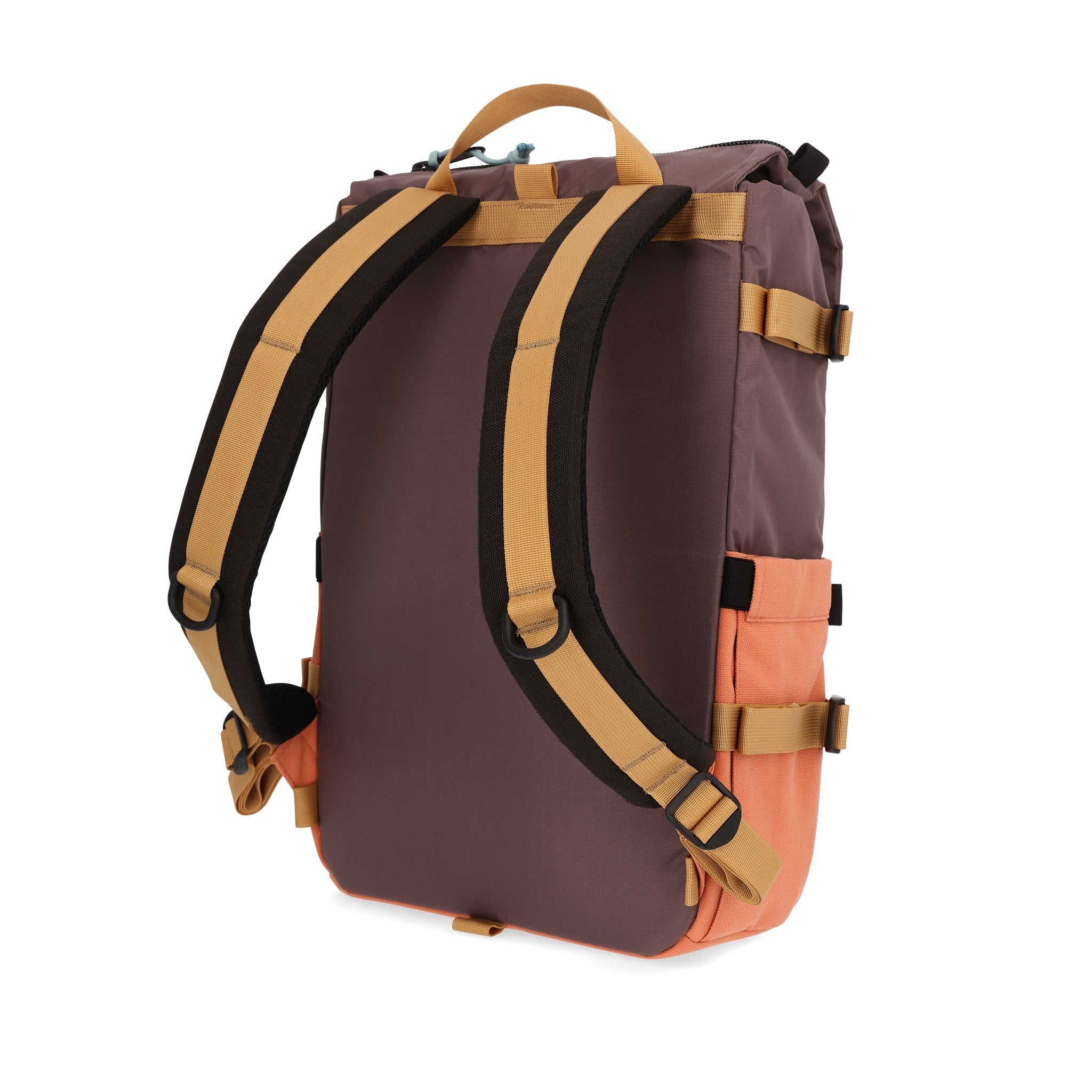 Topo Designs Rover Pack Classic laptop backpack in "Peppercorn / Coral".