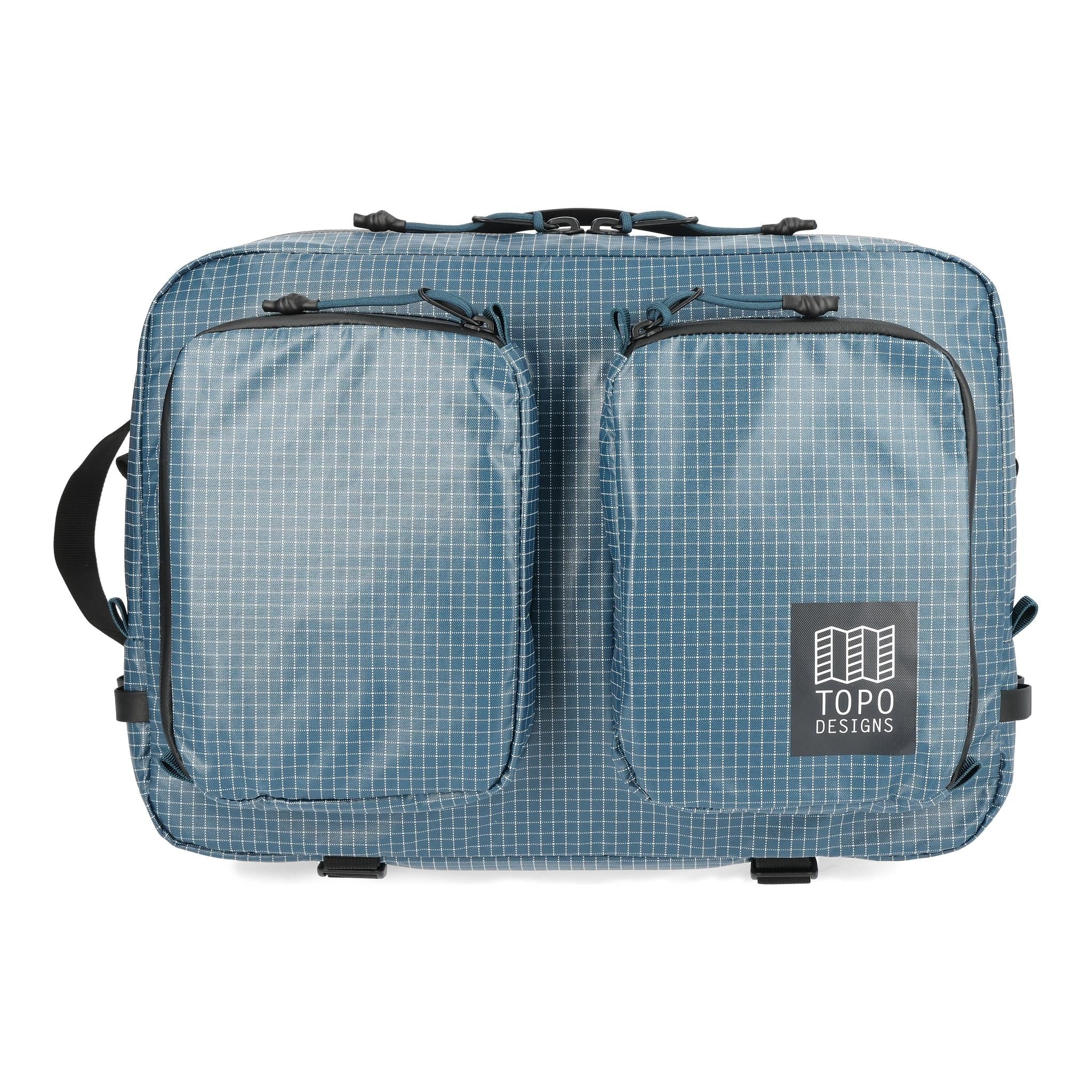 Front View of Topo Designs Apex Briefcase in "Pond Blue"