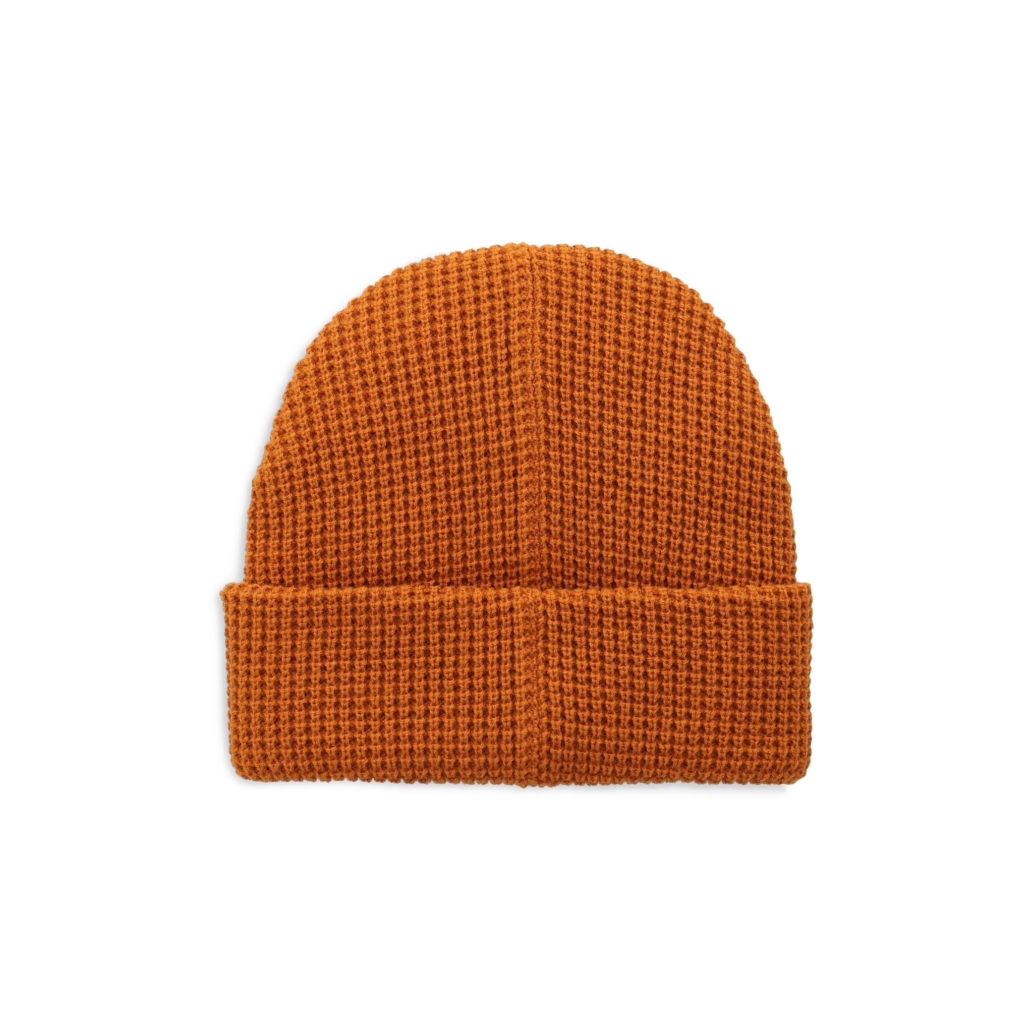 Back View of Topo Designs Waffle Knit Beanie in "Spice"