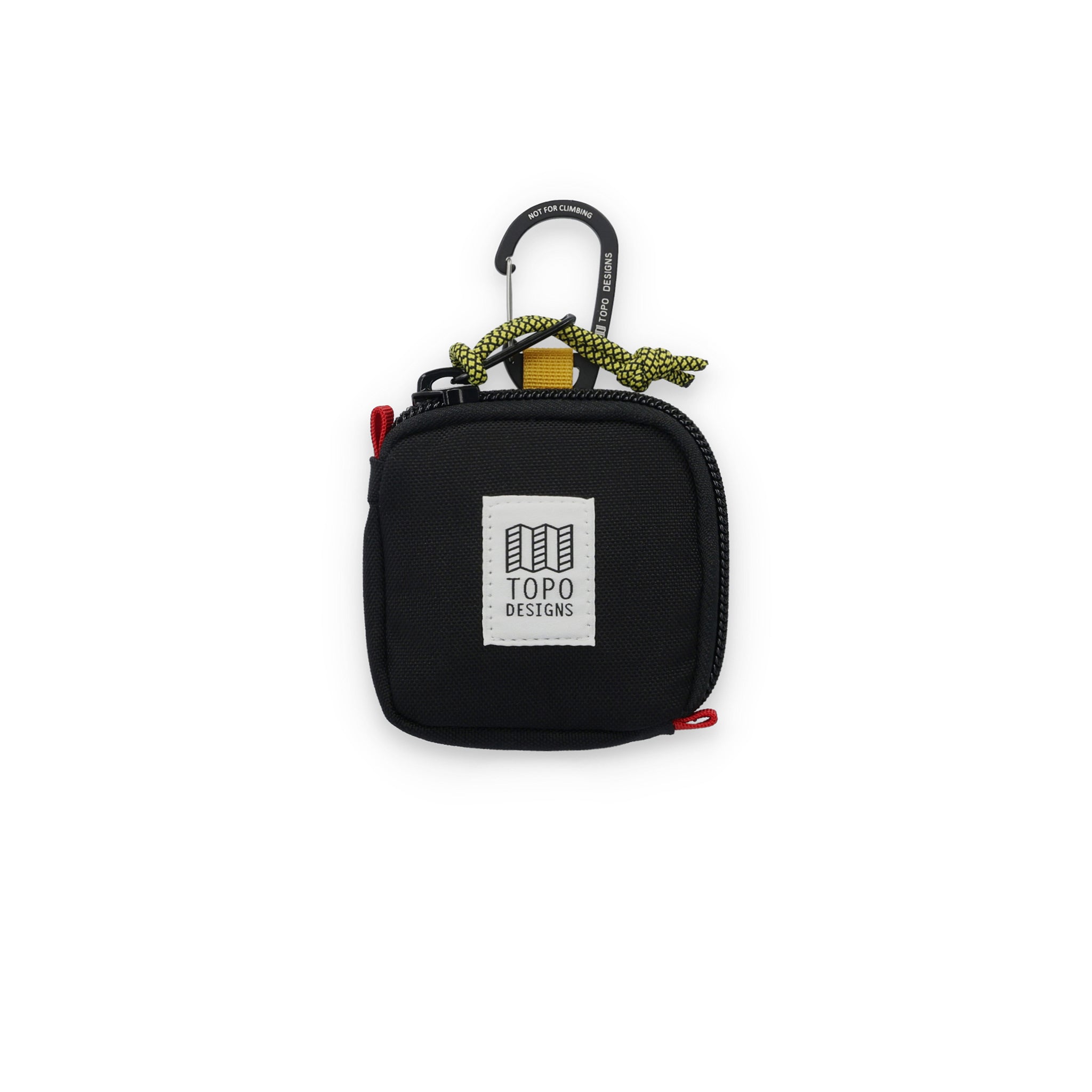 Topo Designs Square Bag carabiner clip keychain wallet in recycled Black nylon.