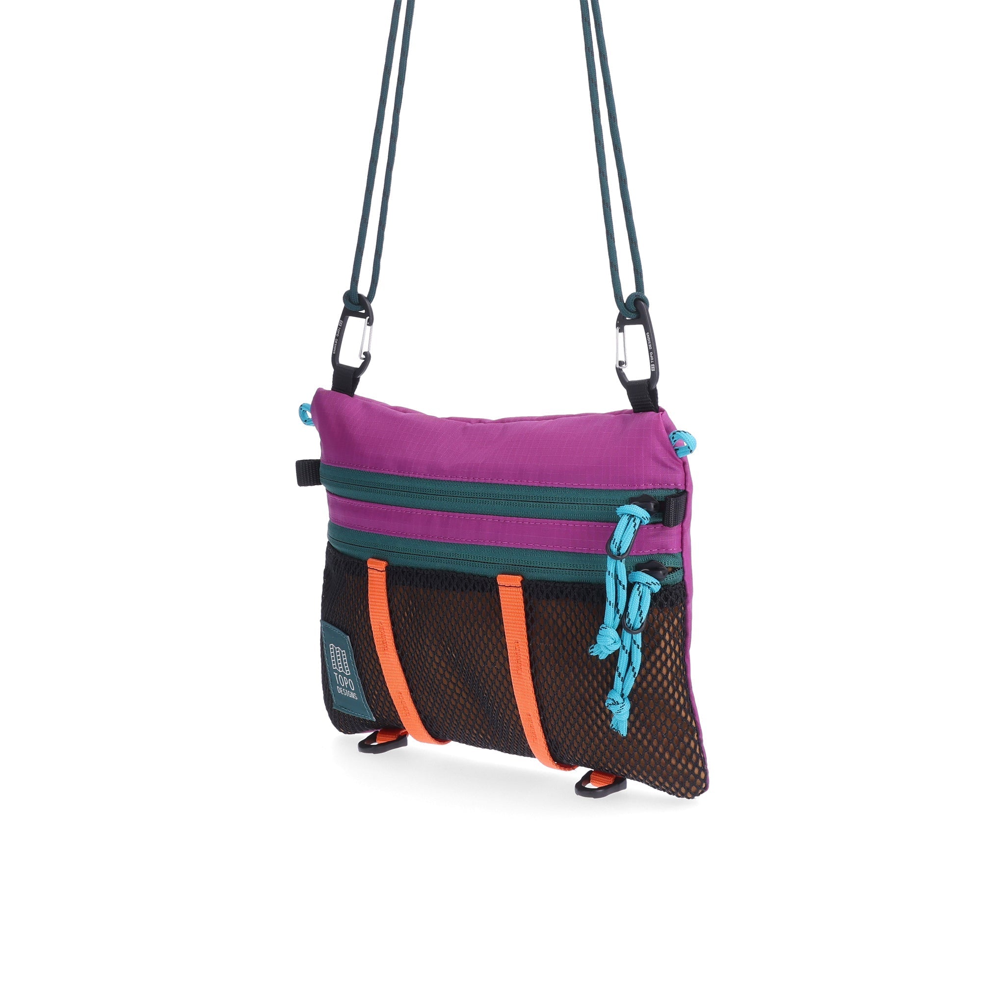 Topo Designs Mountain Accessory crossbody Shoulder Bag in "Khaki / Grape" lightweight recycled nylon.