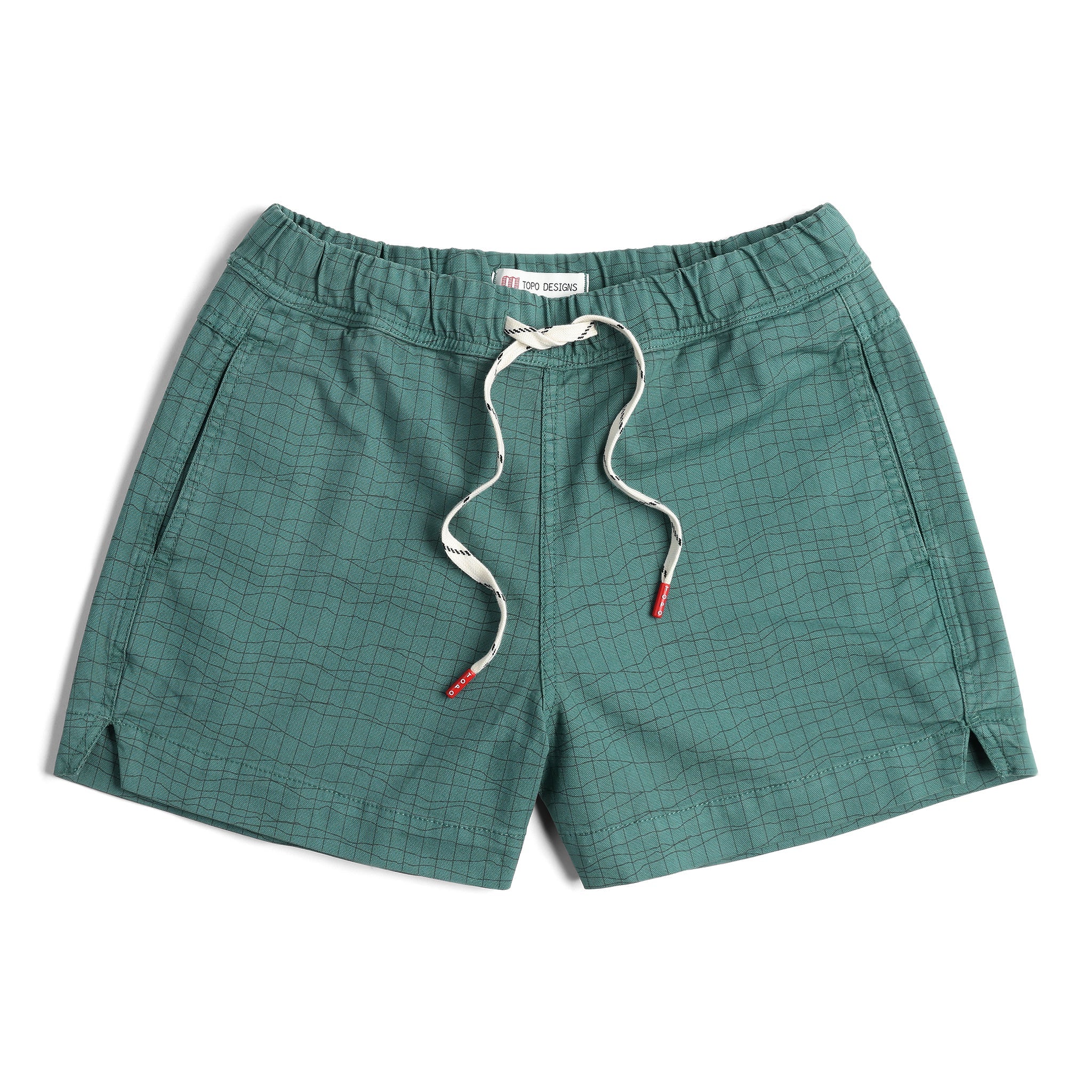 Front View of Topo Designs Dirt Shorts - Women's in "Sea Pine Terrain"