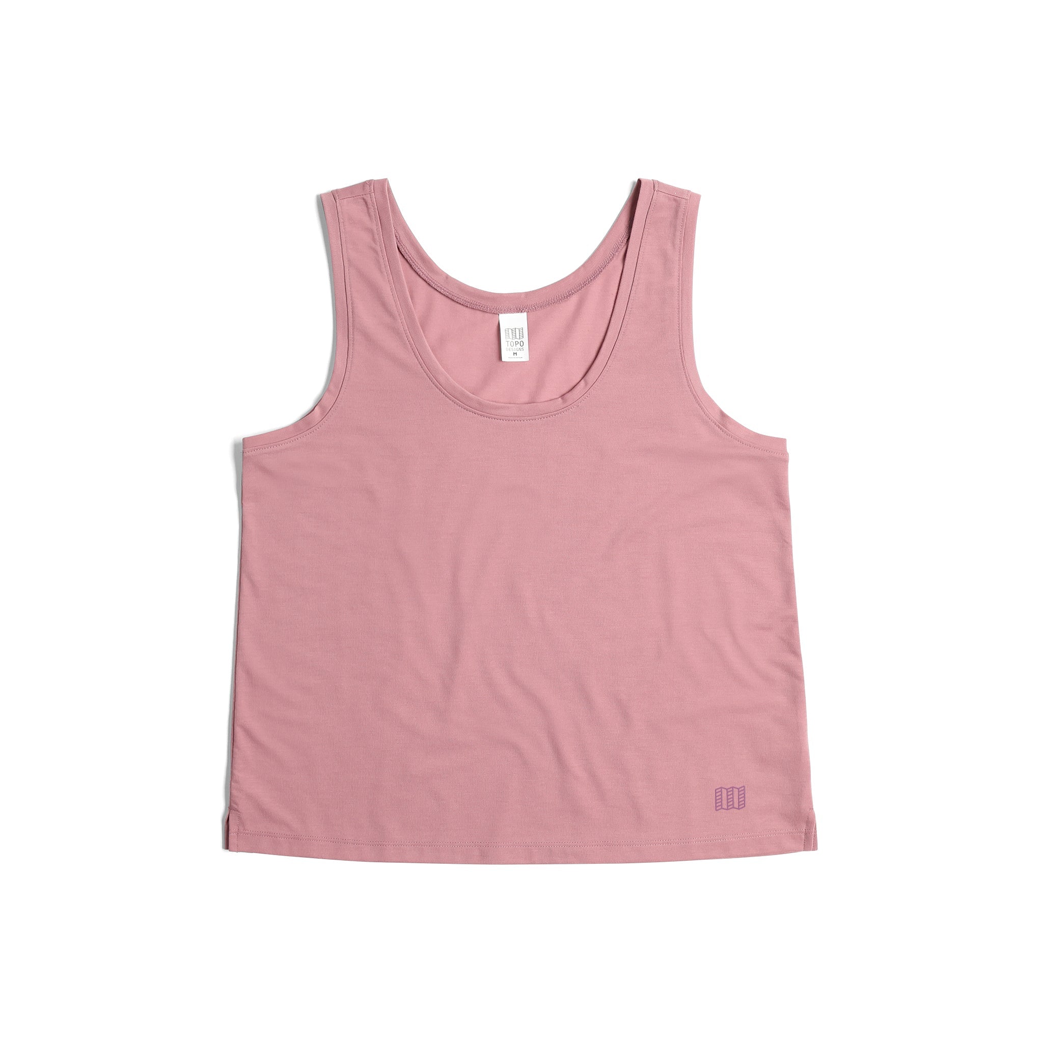 Front View of Topo Designs Global Flip Reverse Tek Tank - Women's in "Rose"