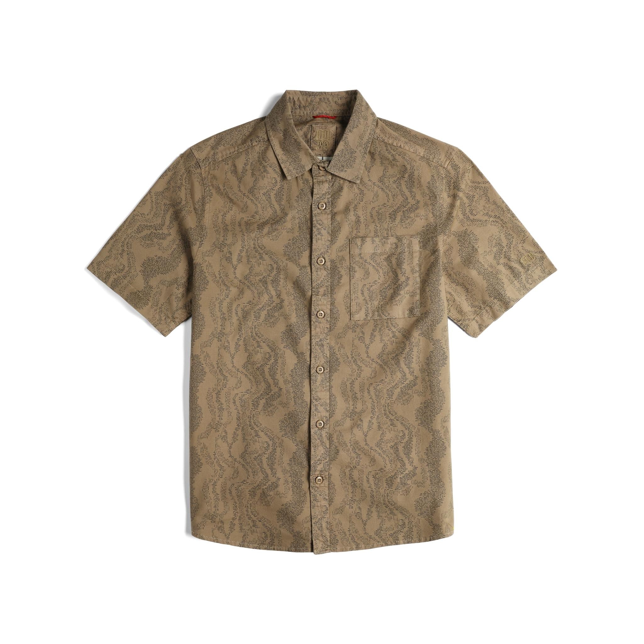 Front View of Topo Designs Dirt Desert Shirt Ss - Men's in "Elmwood River Bed"