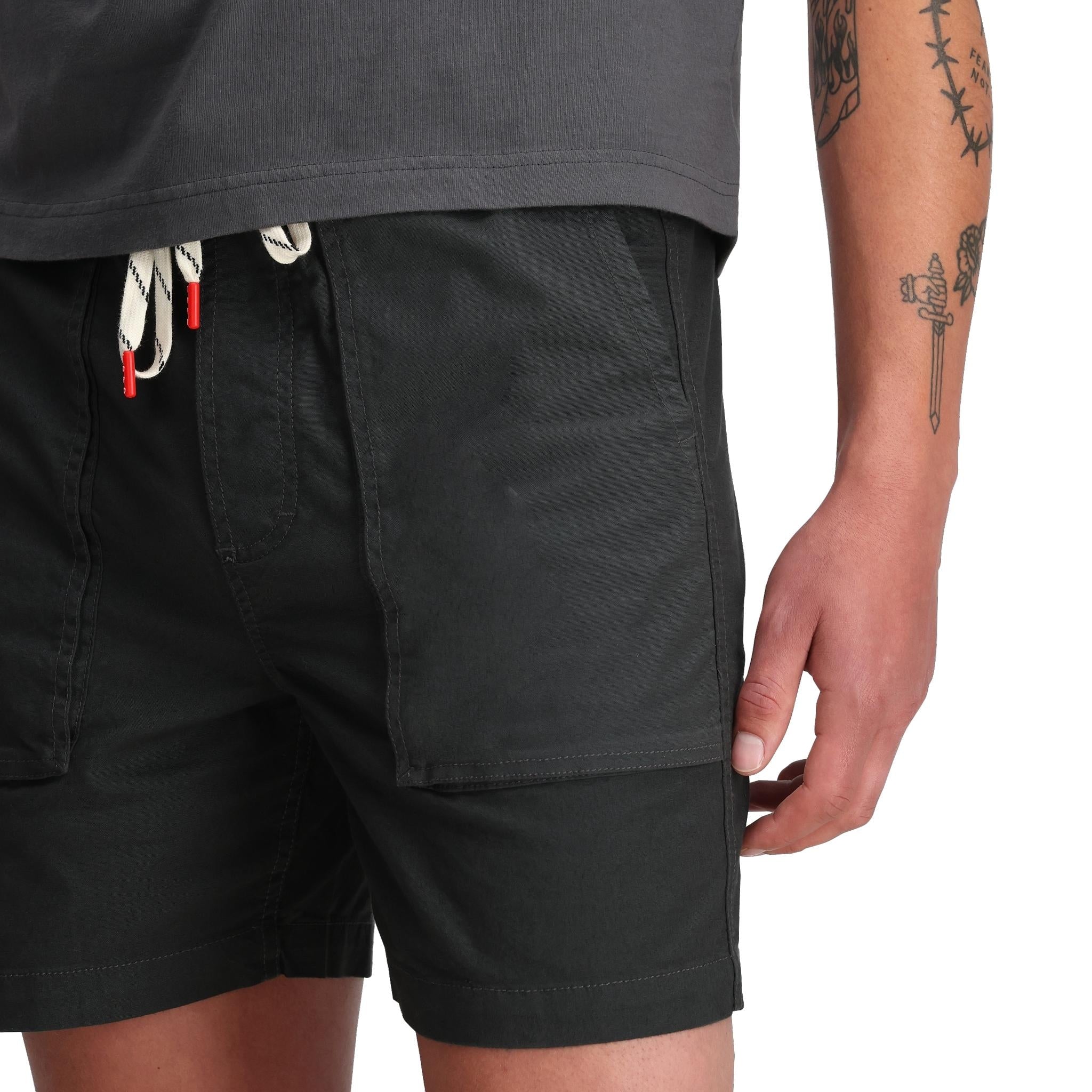 General Detail shot of Topo Designs Dirt Desert Shorts - Men's in "Asphalt"