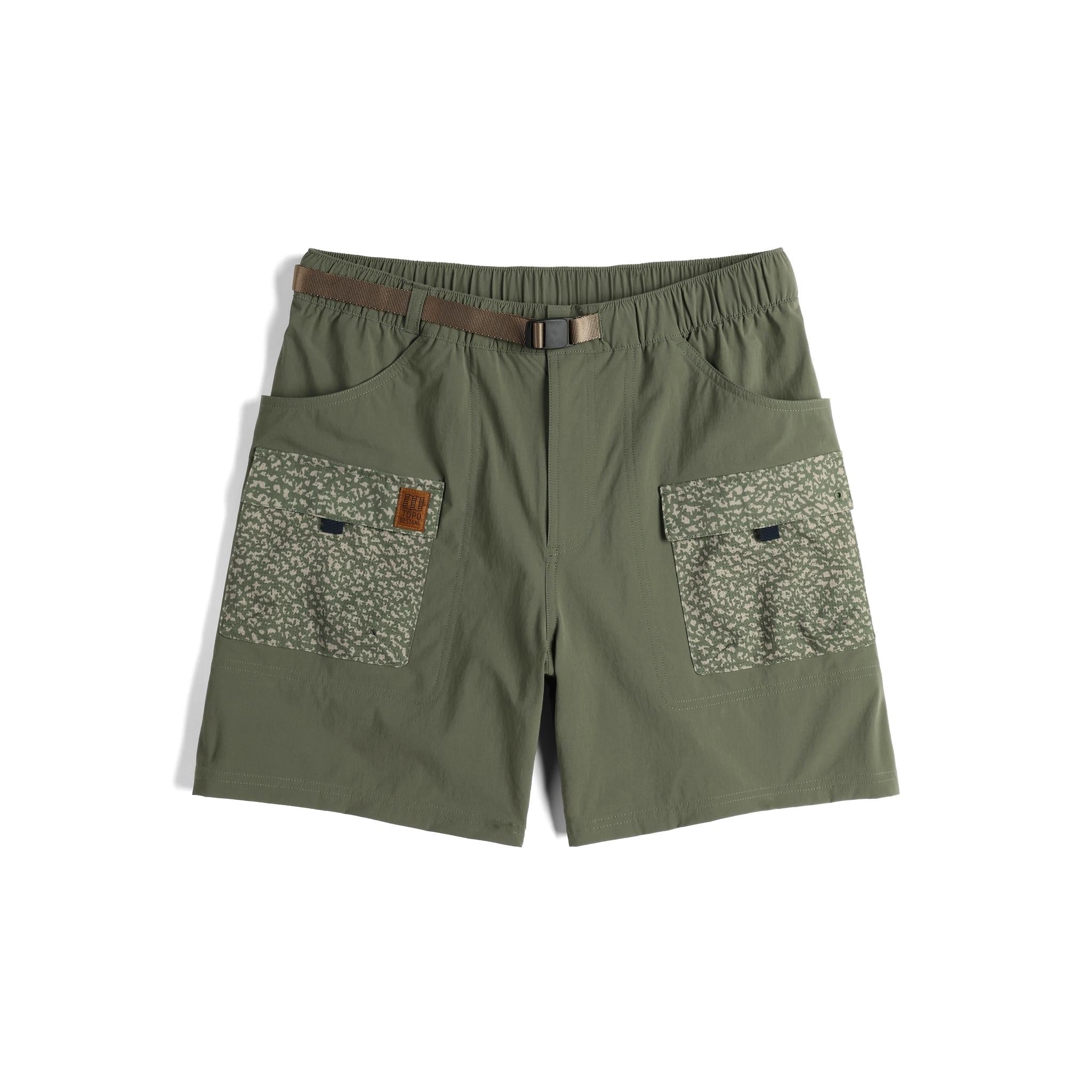 Front View of Topo Designs Retro River Shorts - Men's in "Beetle / Crackle"