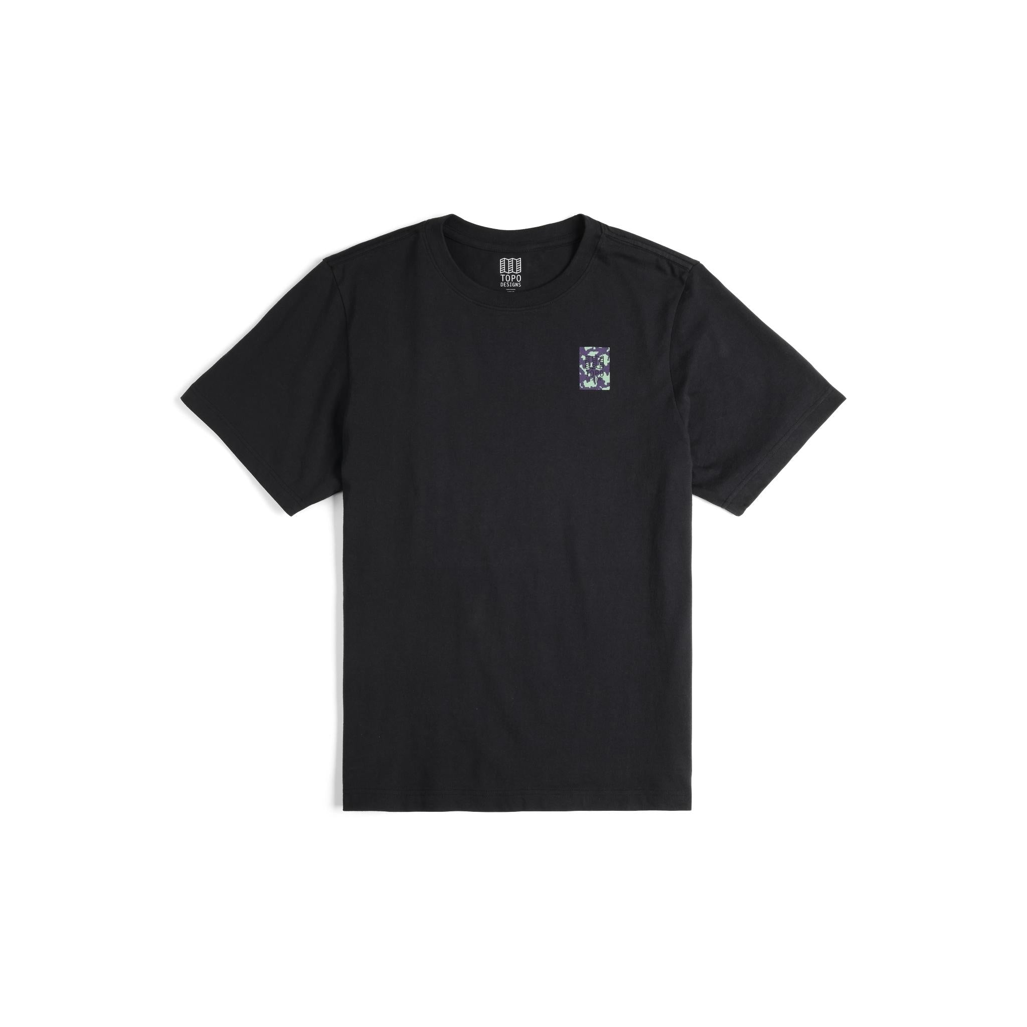 Front View of Topo Designs Topo Dry Lake Short Sleeve - Men's in "Black"