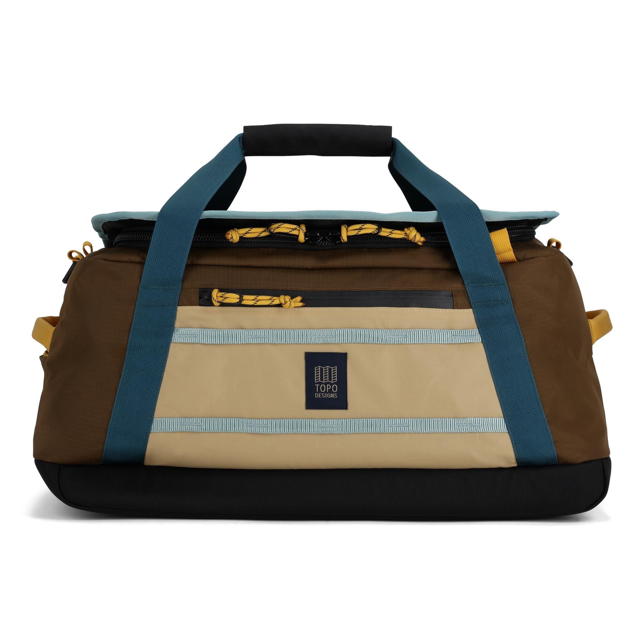 Front View of Topo Designs Mountain Duffel 40L in "Desert Palm / Sahara"