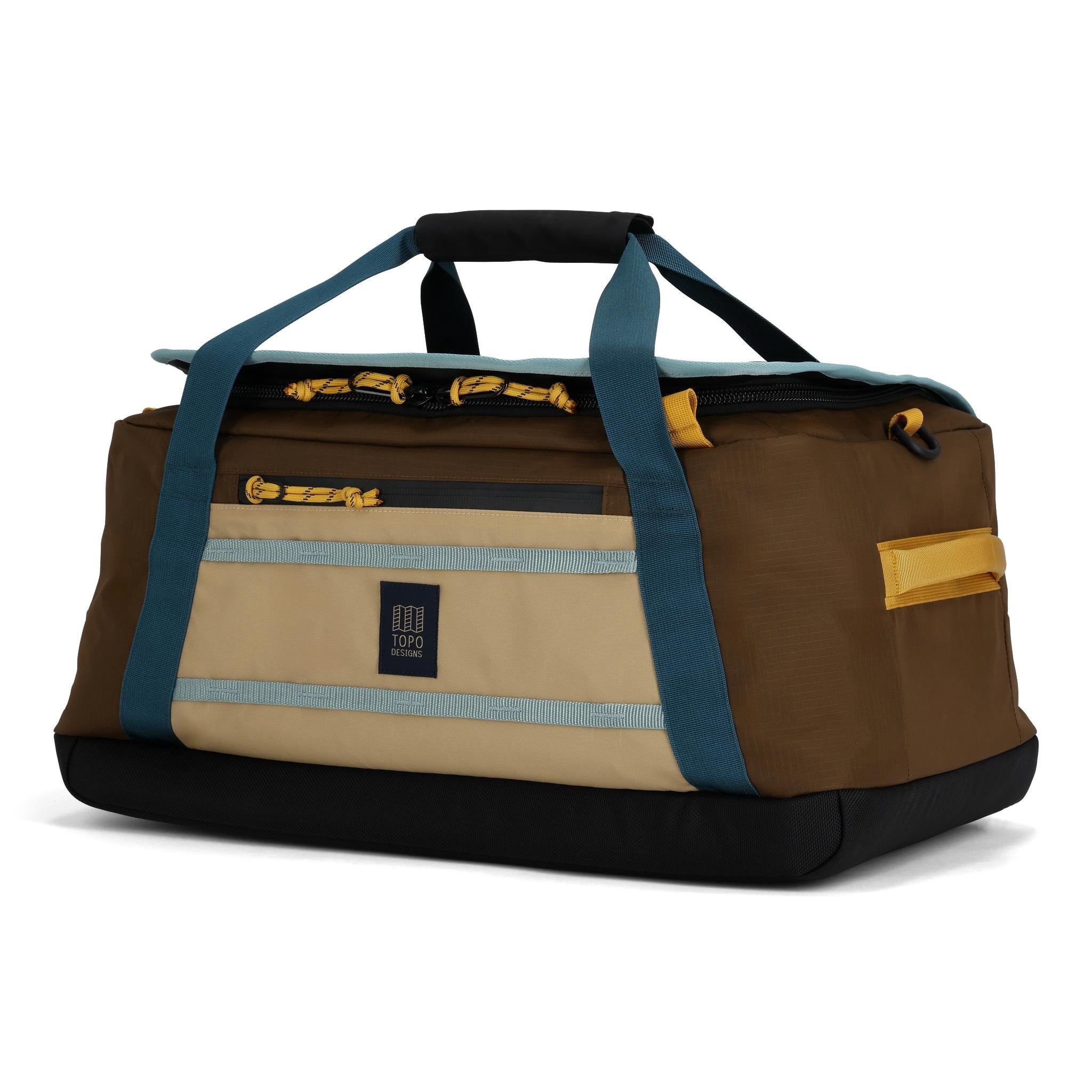 Front View of Topo Designs Mountain Duffel 40L in "Desert Palm / Sahara"