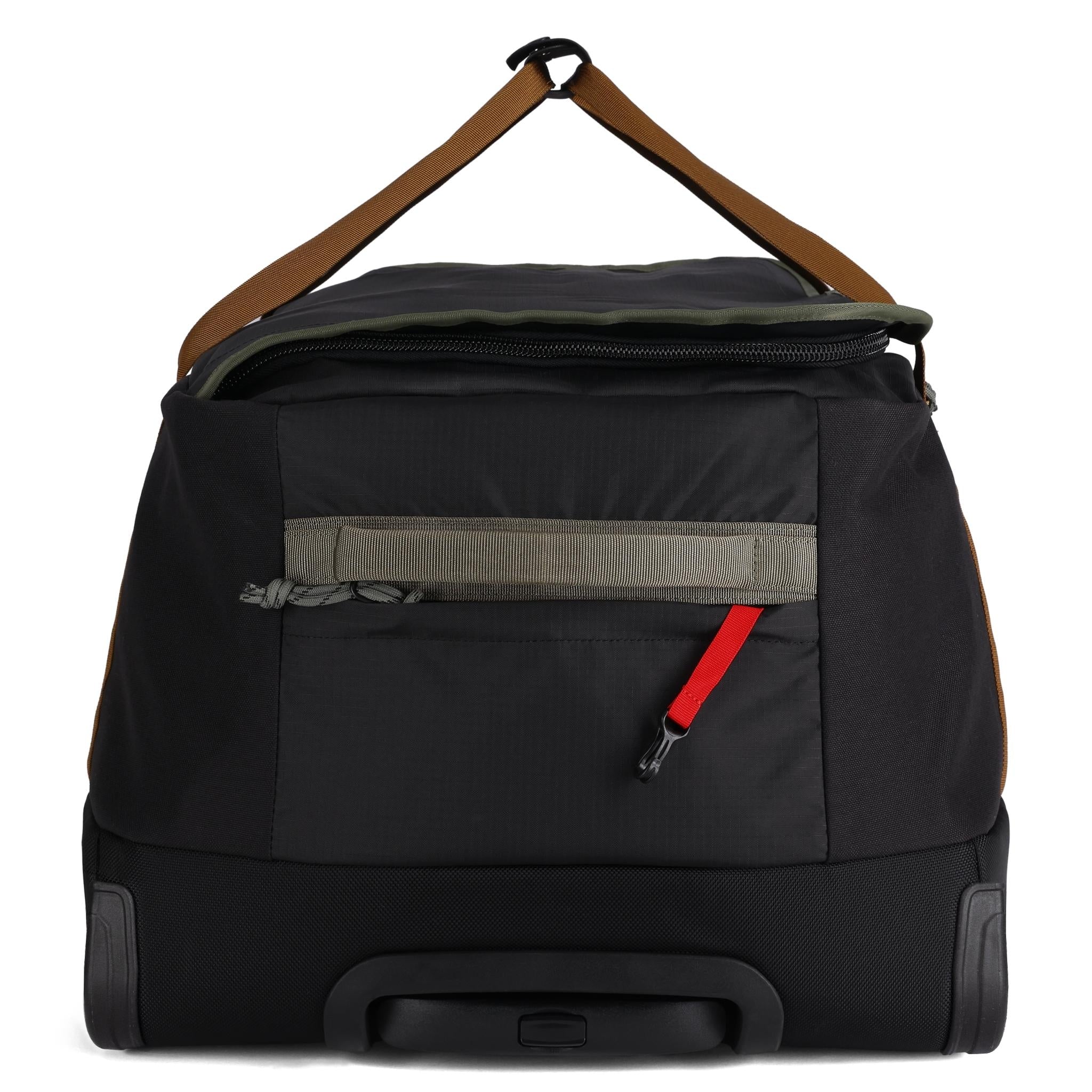 General Detail shot of Topo Designs Mountain Duffel Roller 90L in "Black / Neutral"