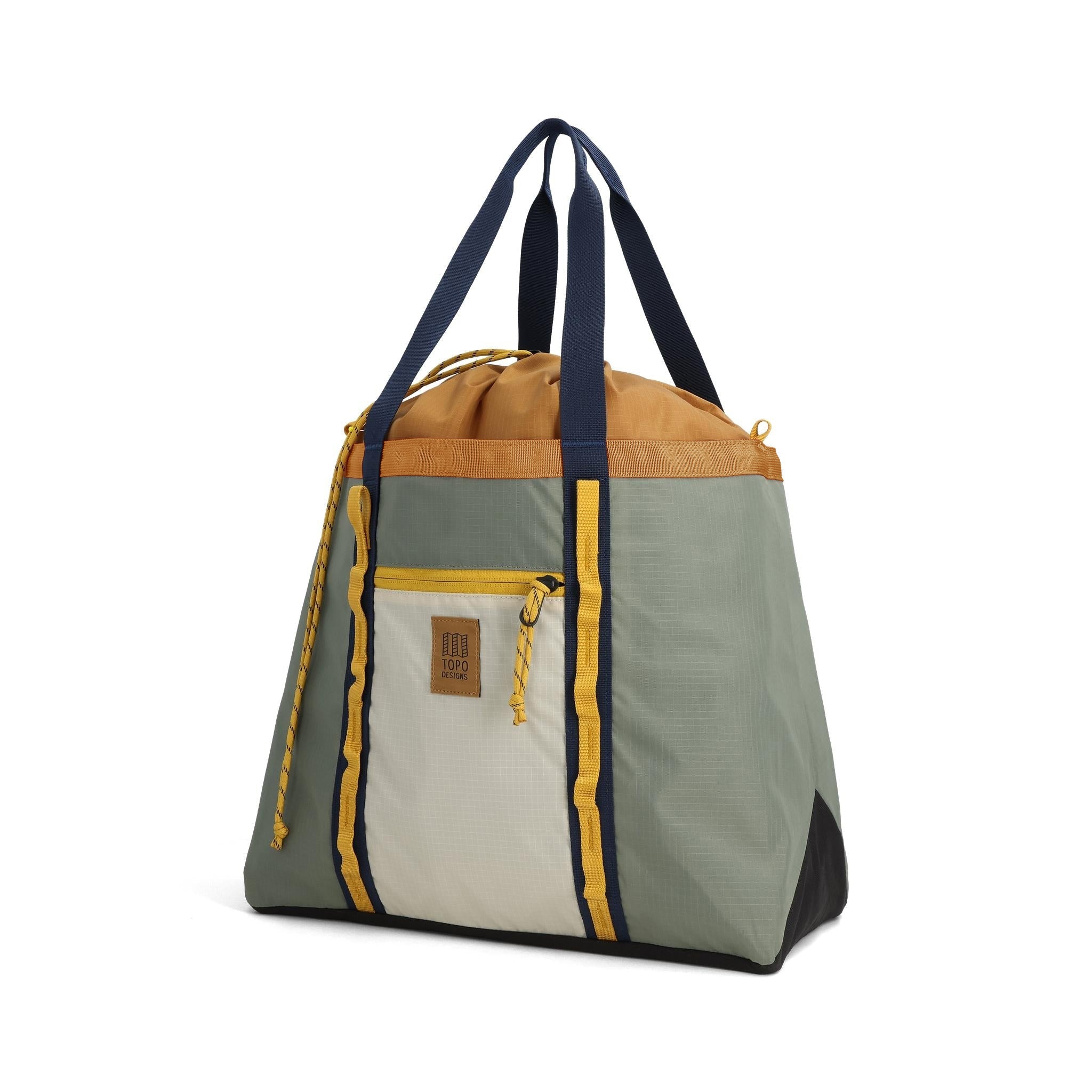 Front View of Topo Designs Mountain Utility Tote in "Bone White / Beetle"