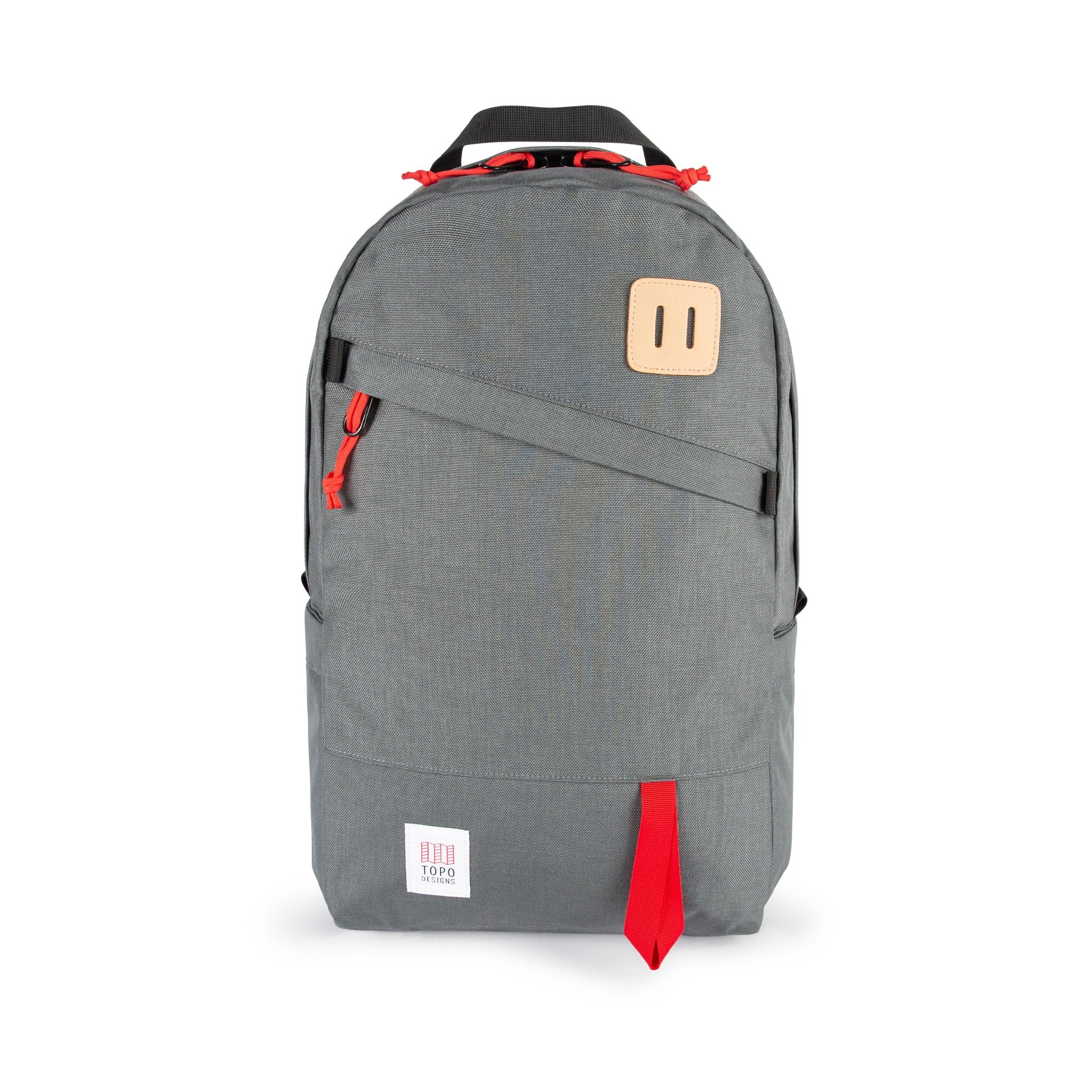 Topo Designs Daypack Classic 100% recycled nylon laptop backpack for work or school in charcoal gray.