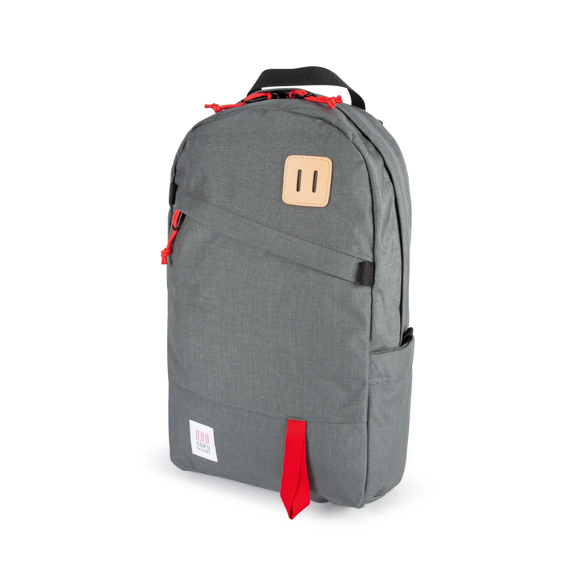 Topo Designs Daypack Classic 100% recycled nylon laptop backpack for work or school in charcoal gray.