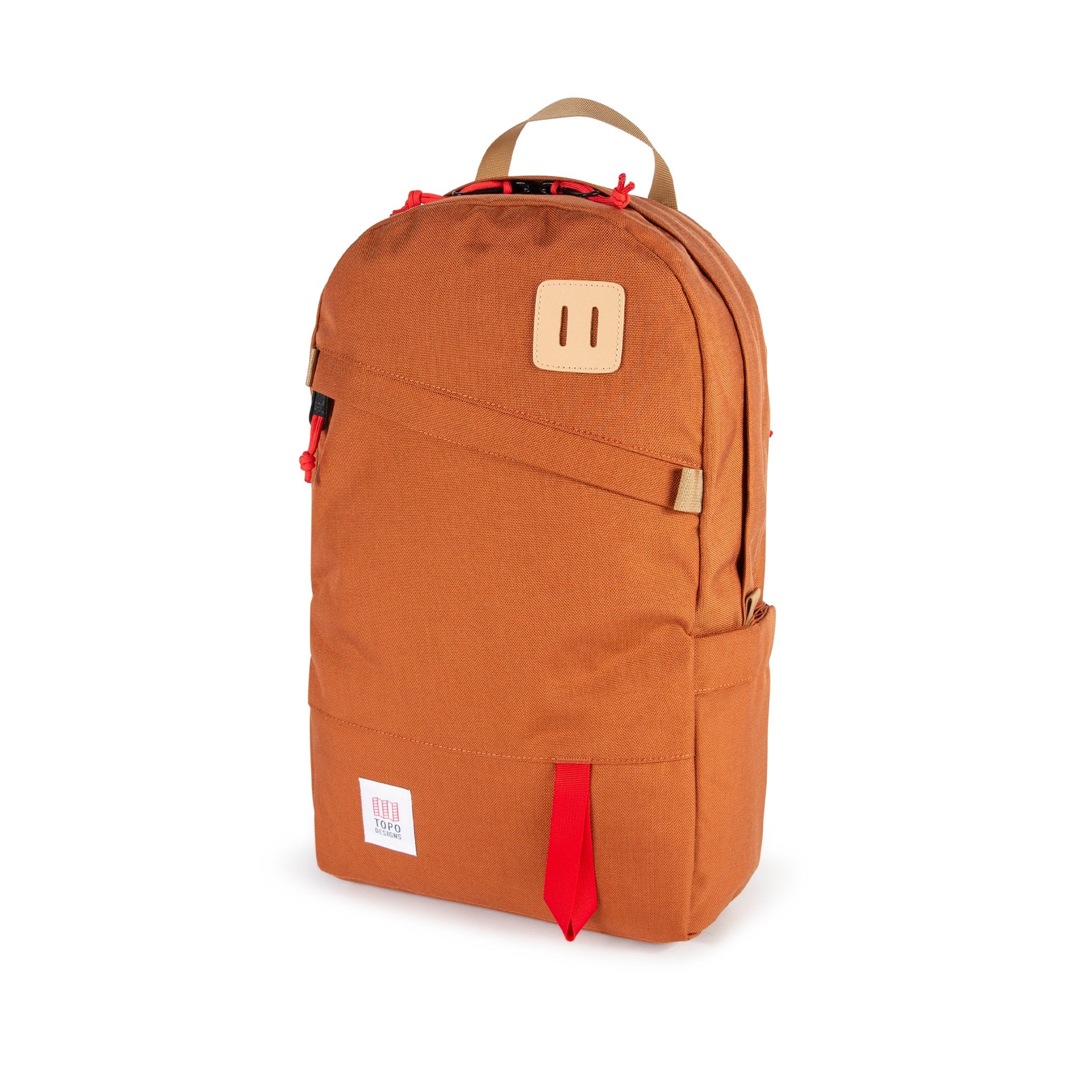 Topo Designs Daypack Classic 100% recycled nylon laptop backpack for work or school in clay orange.