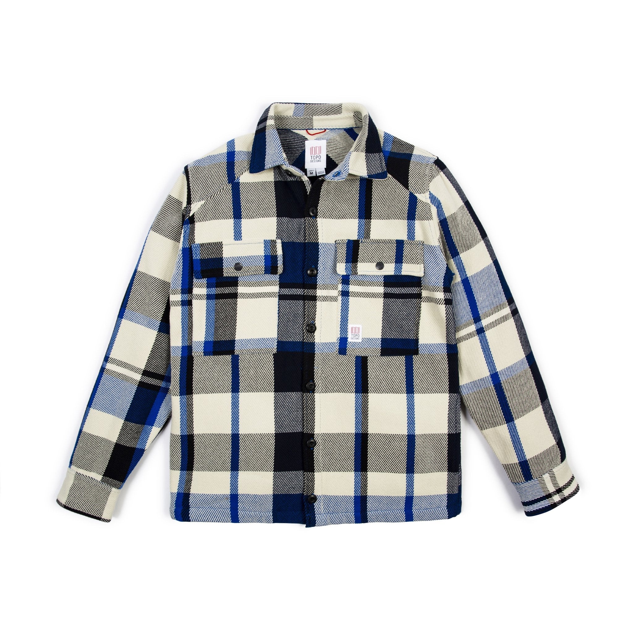 Topo Designs Men's Mountain Shirt Jacket in "Natural / Black Plaid".