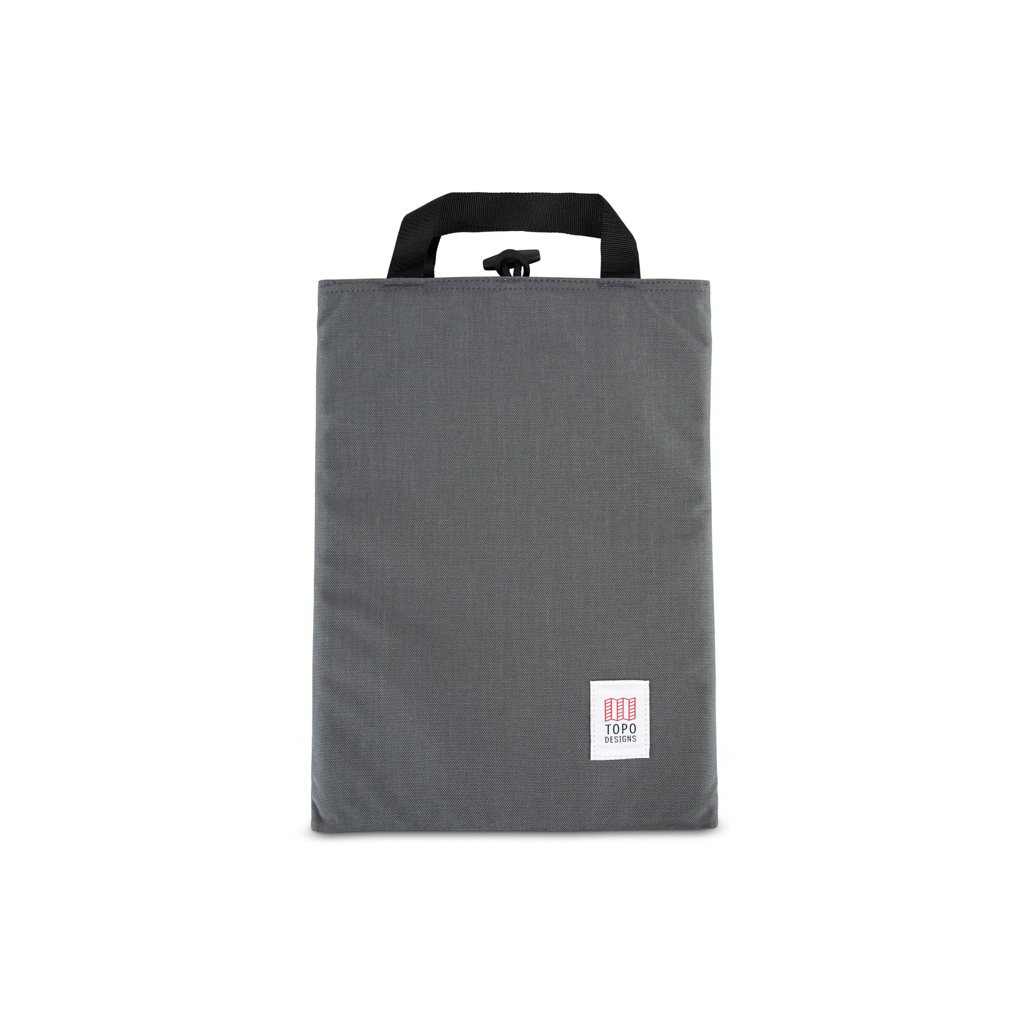 Topo Designs padded Laptop Sleeve in "Charcoal" gray.