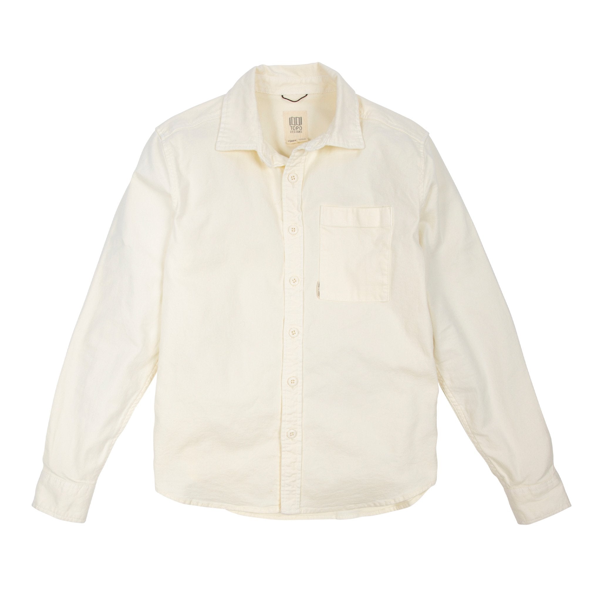 Front product shot of Topo Designs Women's Dirt Shirt in Natural white.