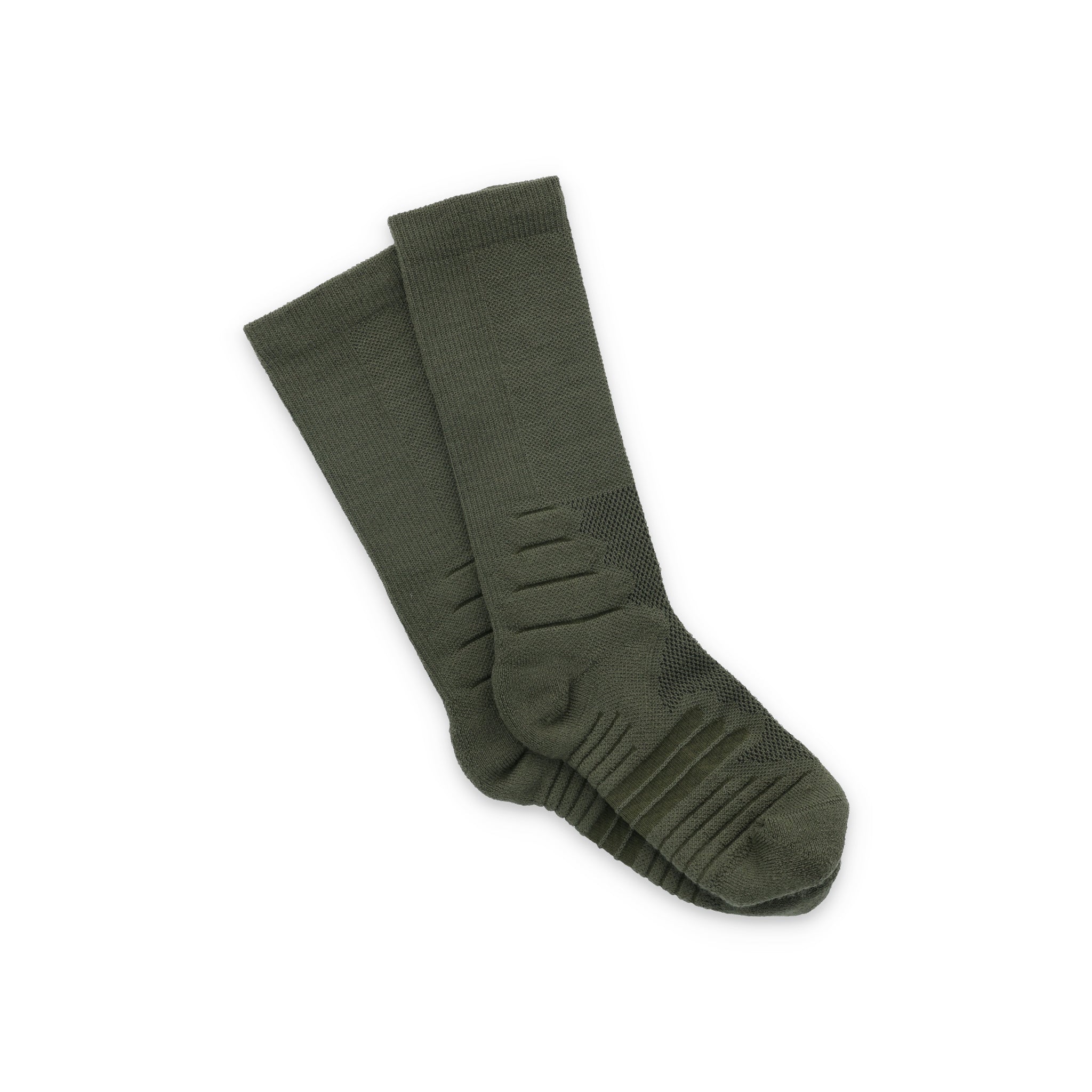 Topo Designs Tech Socks merino wool hiking socks in "Olive" green.