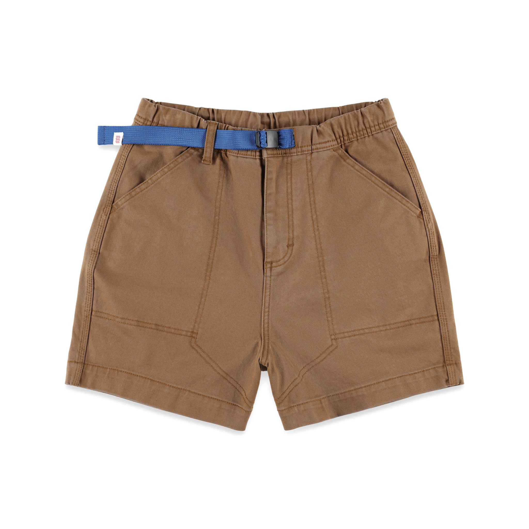 Topo Designs Women's Mountain Shorts in organic cotton "Dark Khaki" brown.