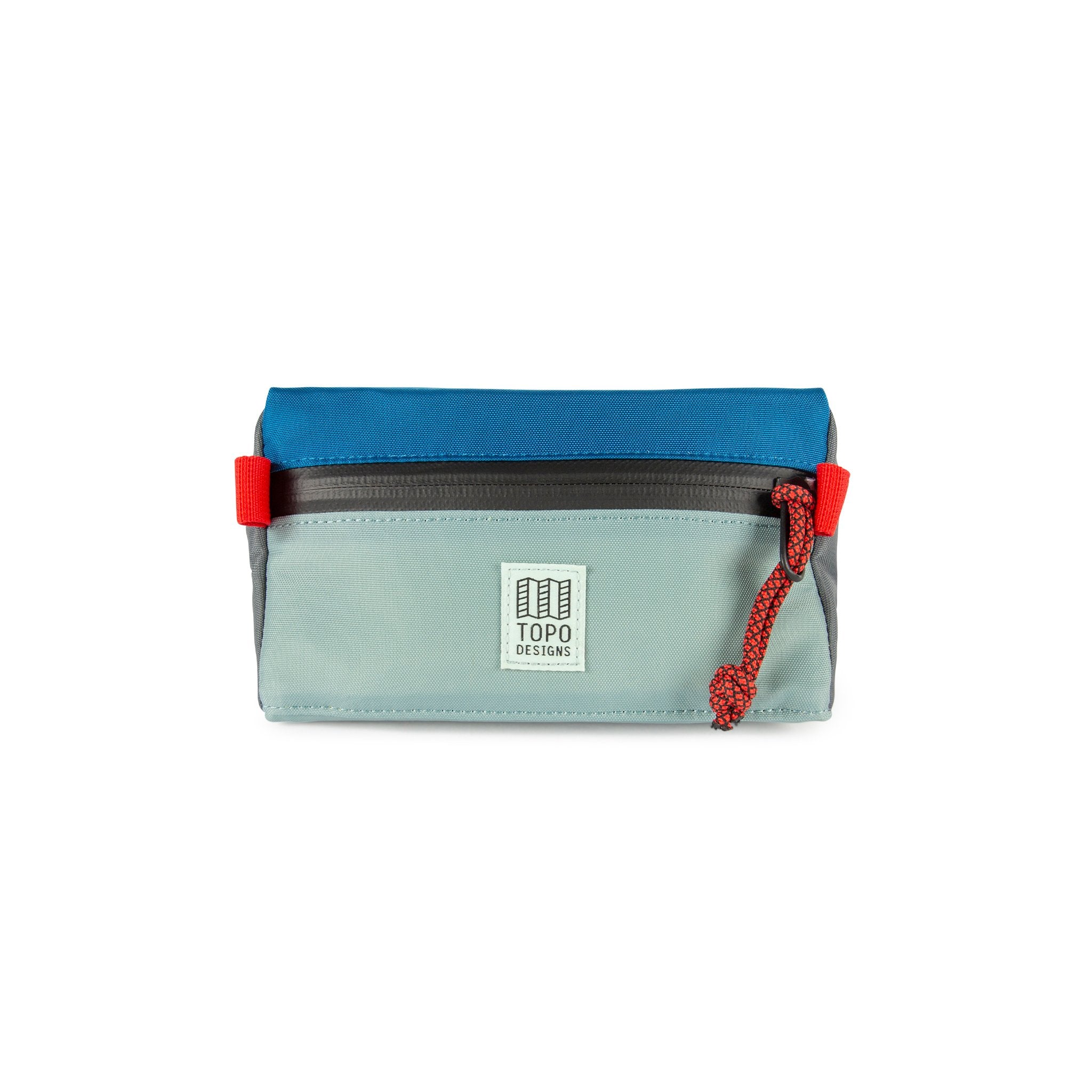 Topo Designs Mini handlebar bike bag in Mineral Blue/Blue  recycled nylon.